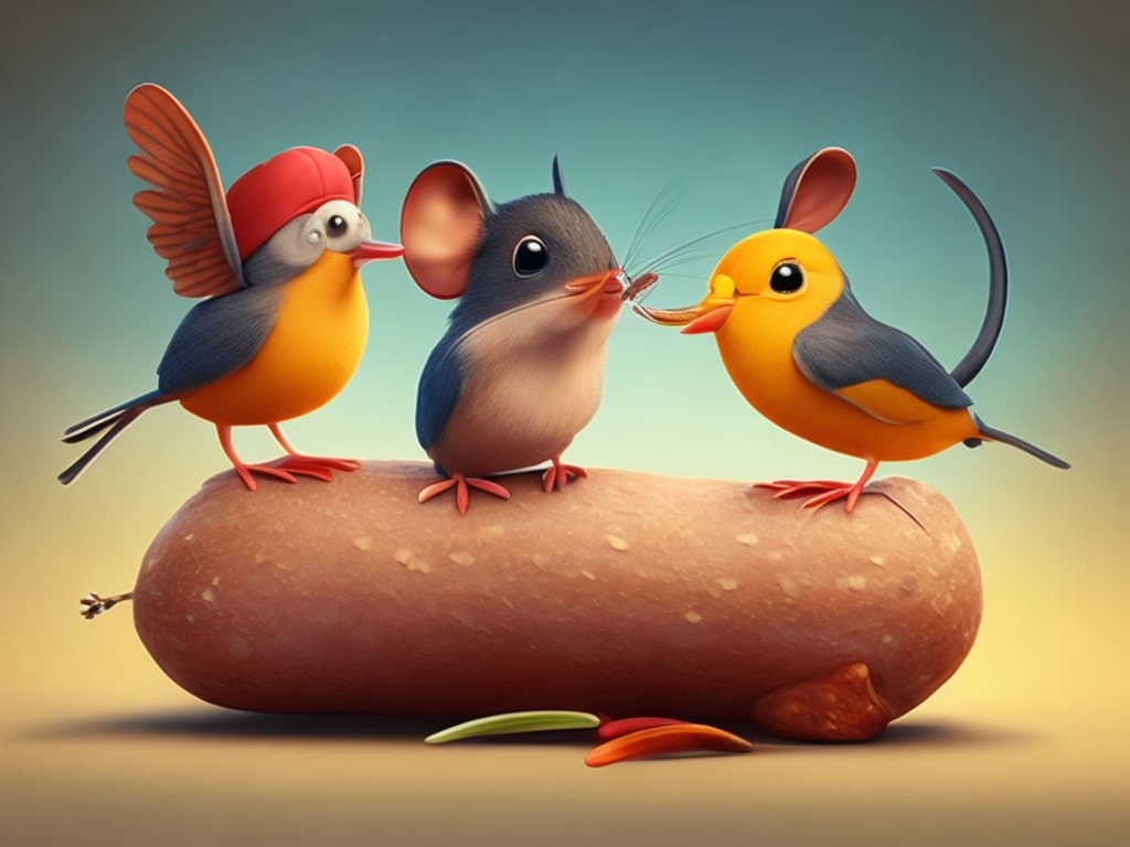 1_mice_1_bird_and_1_sausage