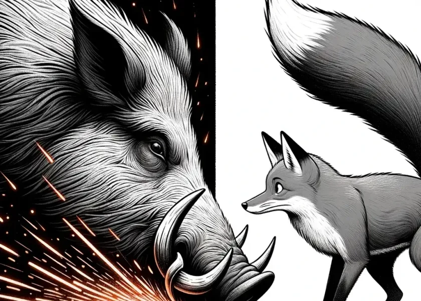 The Wild Boar and the Fox - Aesop's Fables