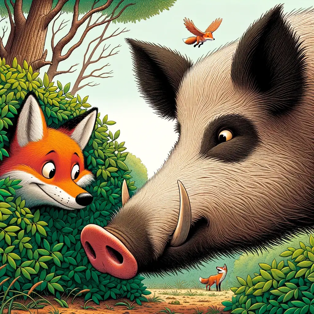 The Wild Boar and the Fox - Aesop's Fables