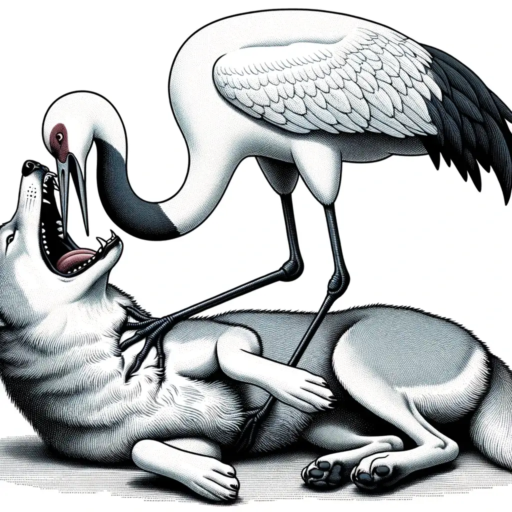 The Wolf and the Crane Aesops Fables 4